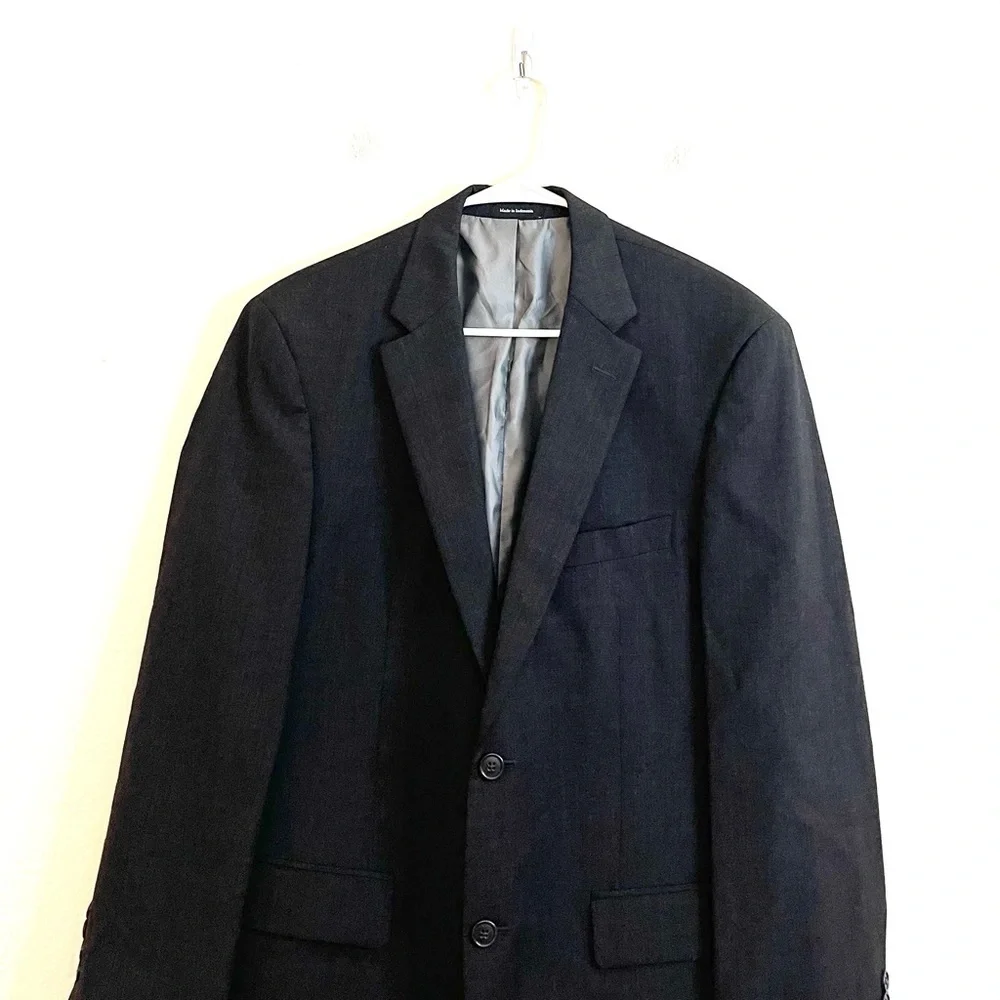 Pronto Uomo Two Buttons Wool Blend Blazer Suit Jacket Size 40R Black